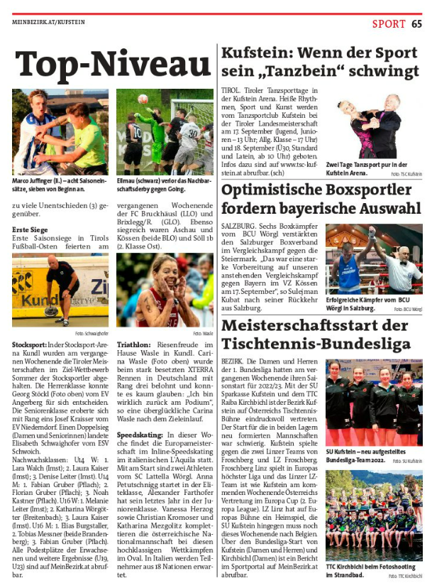 Bericht Tiroler Tageszeitung vom 06.09.2022 – LM Ziel