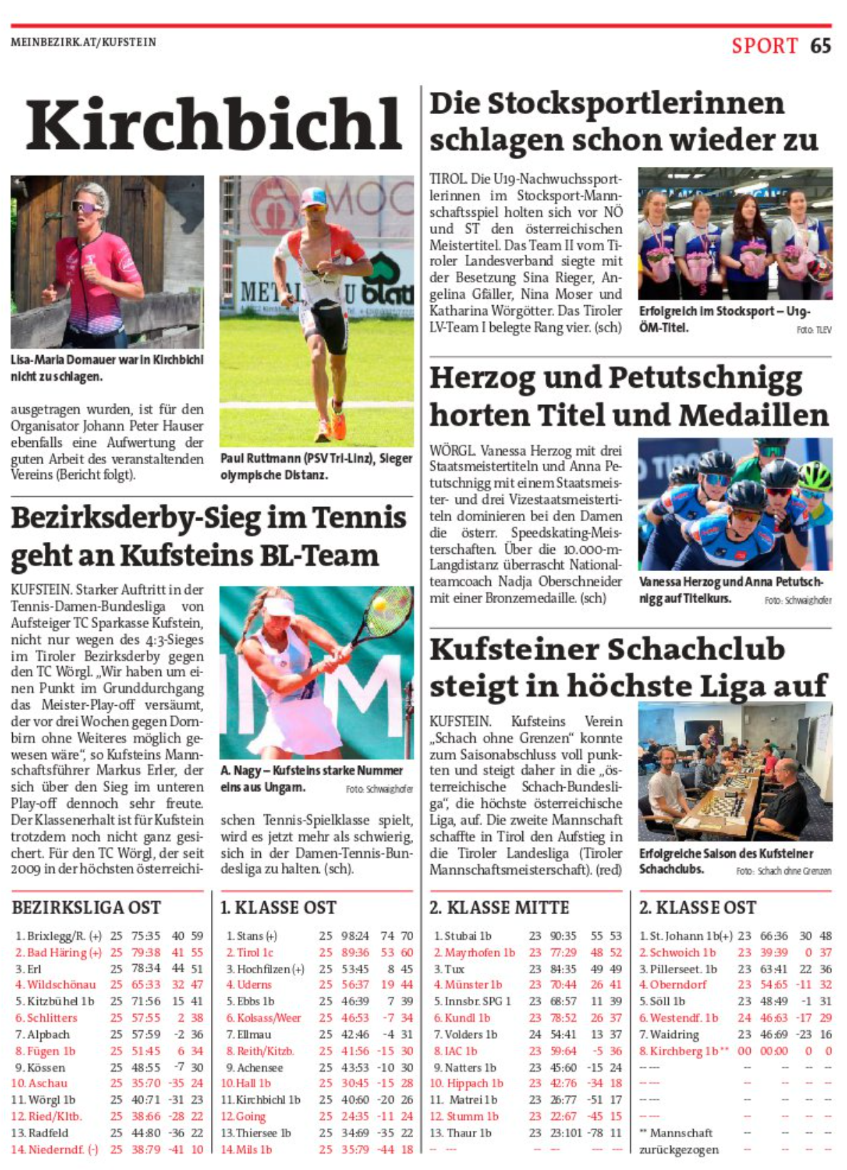 Bericht Tiroler Tageszeitung und BB KU vom 15.06.2022 – ÖM wU19