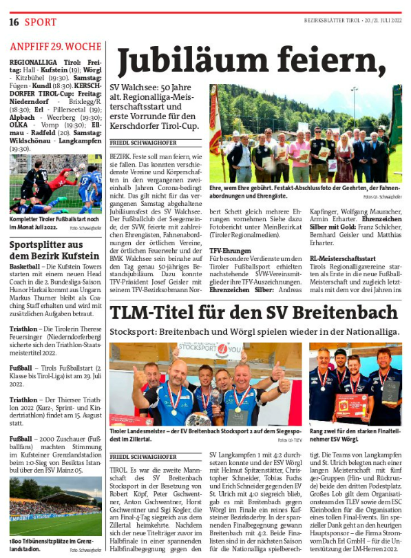 Bericht Tiroler Tageszeitung vom 06.09.2022 – LM Ziel