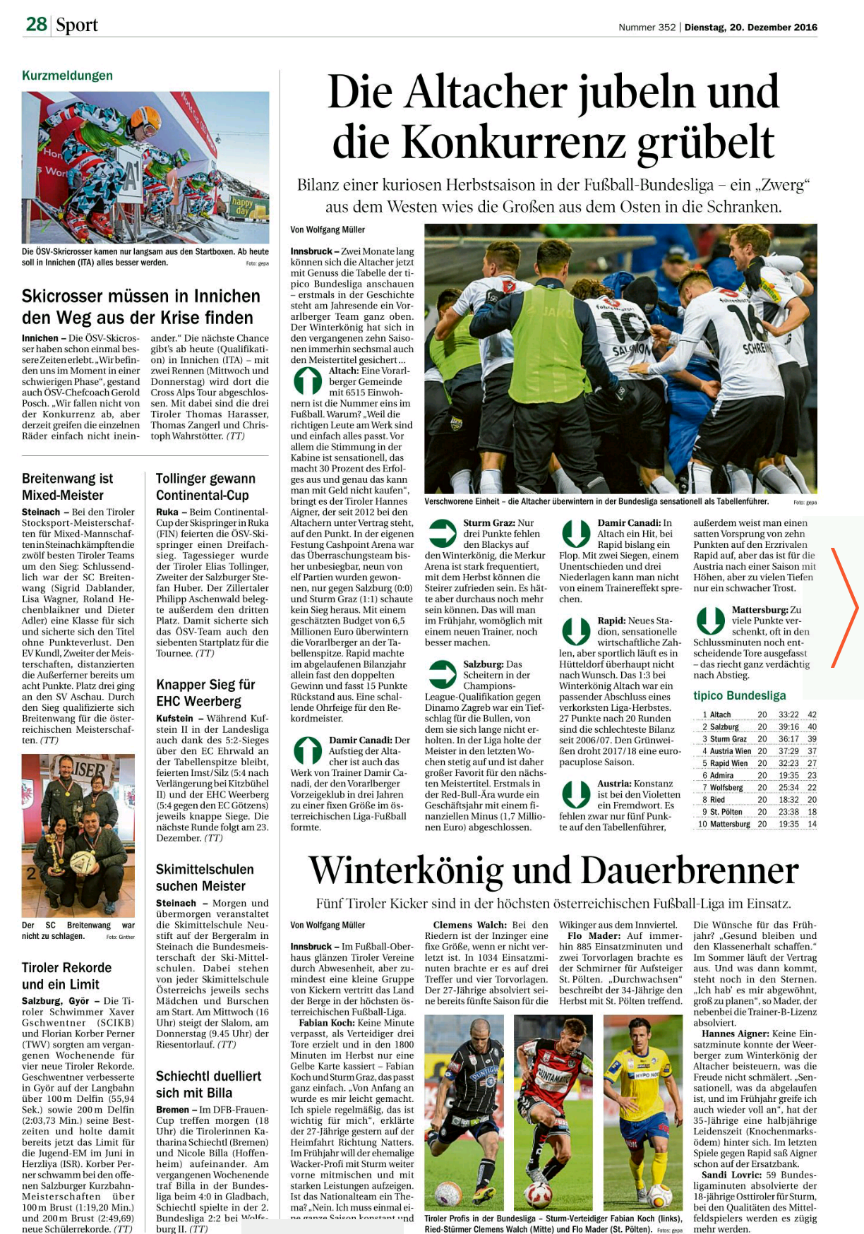 Tiroler Tageszeitung 20. Dez. 2016