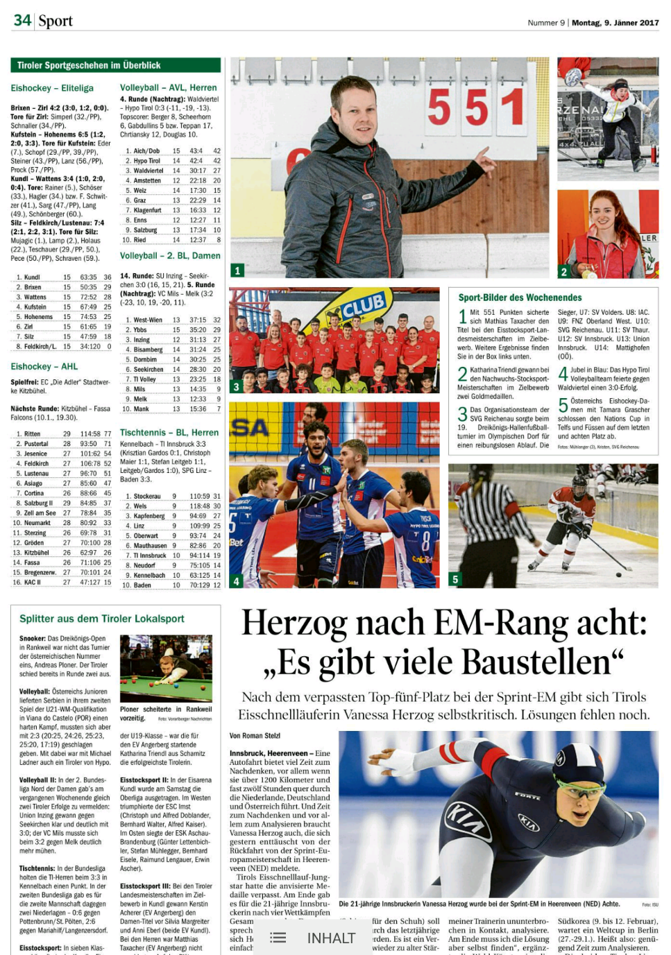 Tiroler Tageszeitung 9. Jan. 2017