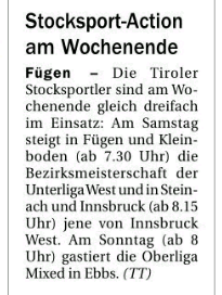 Berichte in der Tiroler Tageszeitung