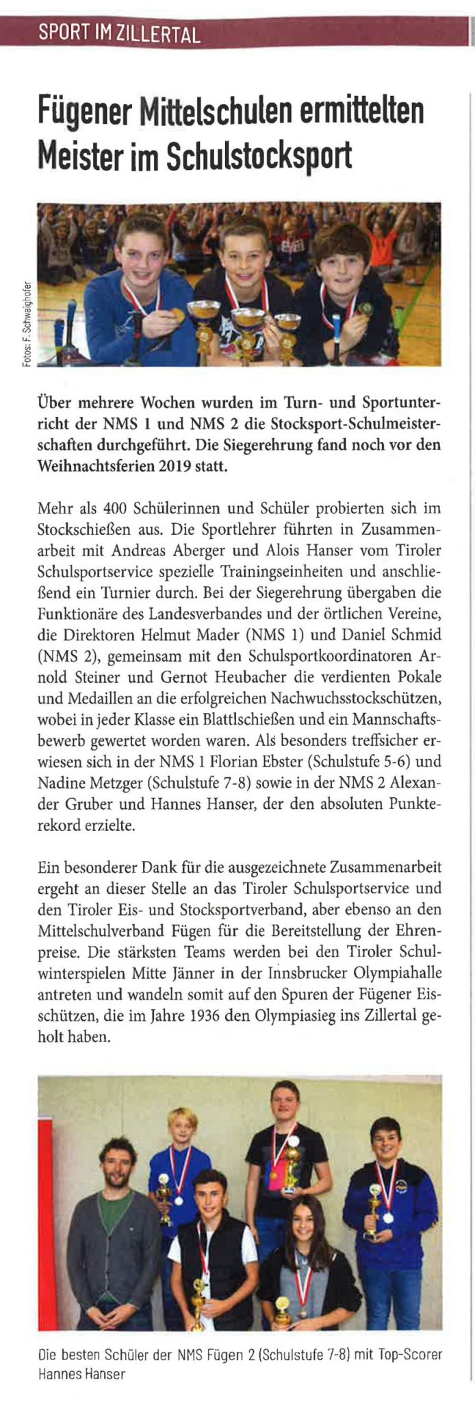 Medienberichte Zillertaler Zeitung & Zillertaler Heimatstimme